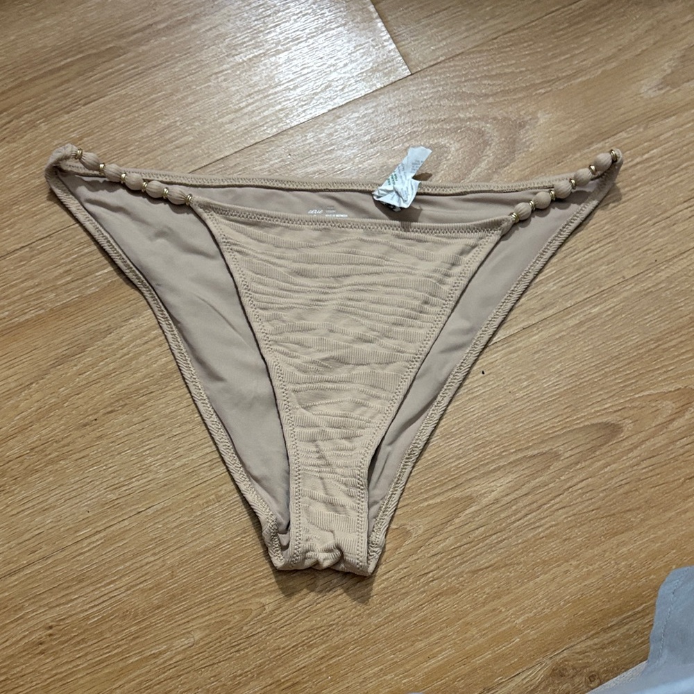 Tan Bikini Bottom with Button Detail